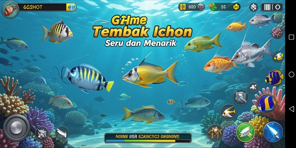 Screenshot gameplay 62HOT menampilkan aksi menembak ikan yang seru.