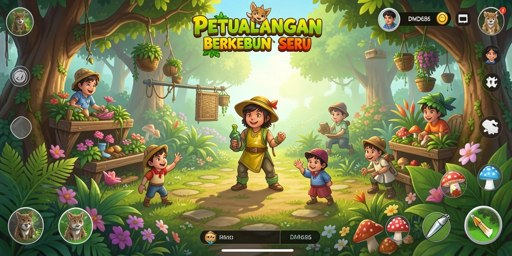 Screenshot gameplay DMD686 menunjukkan aktivitas bertani yang seru dan menyenangkan.