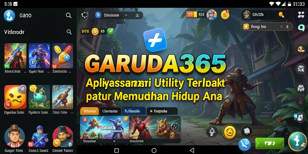 Tampilan utama GARUDA365 dengan fitur-fitur Utility yang membantu.