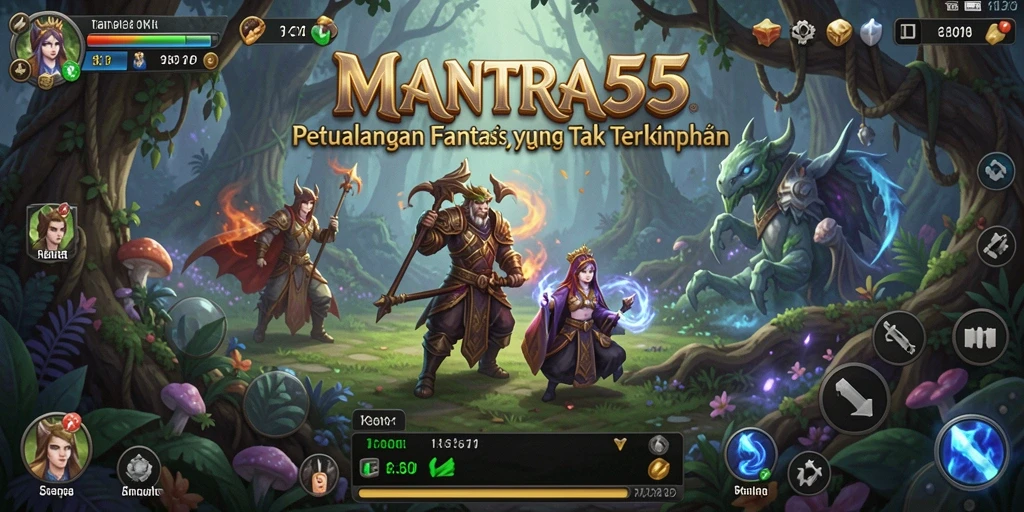 Tampilan epic dari pertempuran di dunia fantasi MANTRA55.