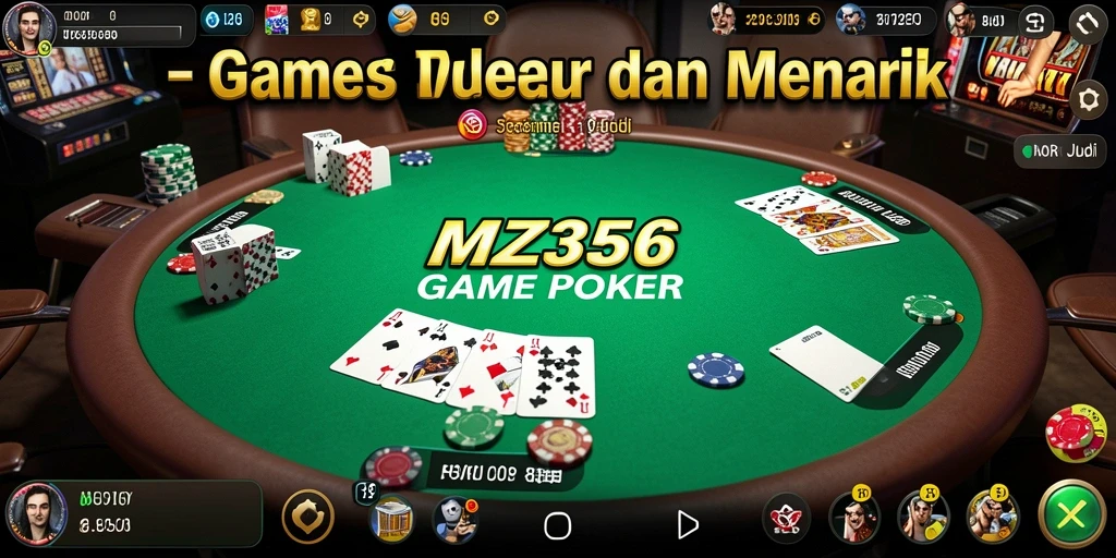 Tangkapan layar gameplay MZ356 menampilkan momen seru dalam permainan Poker.