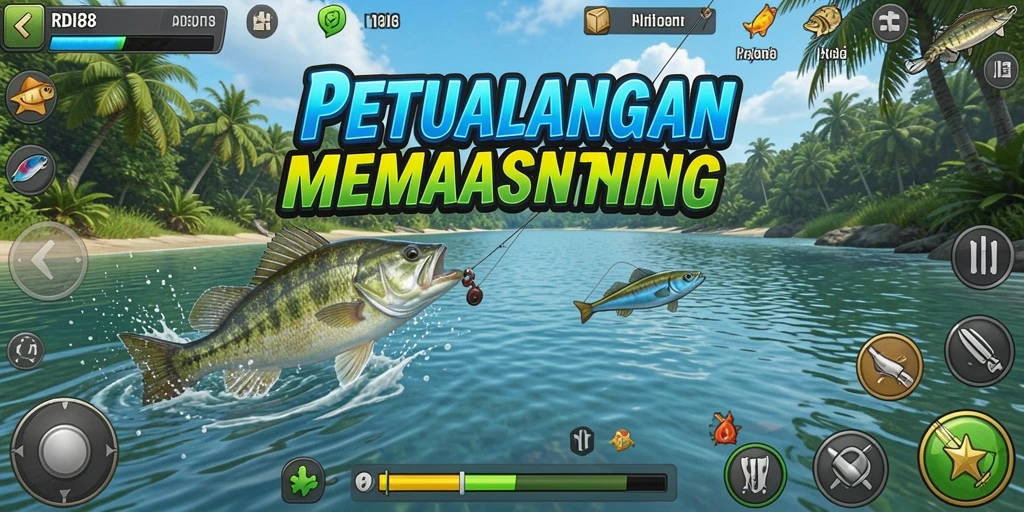 Screenshot gameplay RDI88 menunjukkan suasana memancing yang seru dan menantang.