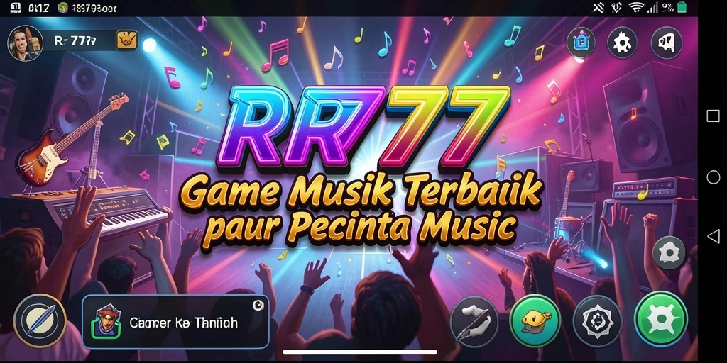 Screenshot gameplay RR777 menampilkan interaksi seru dengan musik.