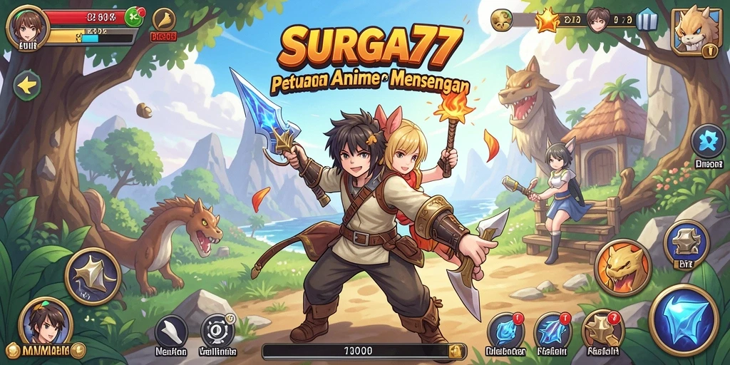 Tampilan gameplay yang menarik dalam SURGA77 dengan karakter anime yang beragam.